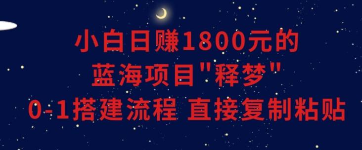 小白能日赚1800元的蓝海项目”释梦”0-1搭建流程可直接复制粘贴长期做【揭秘】-资源宝库