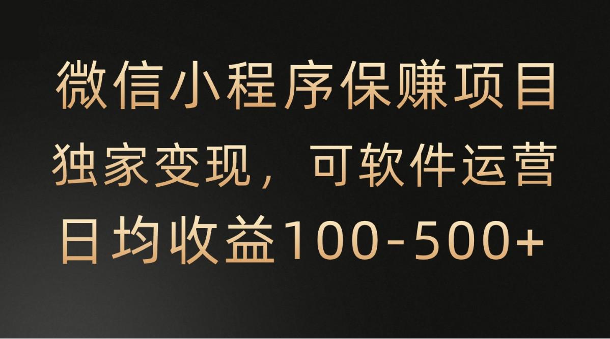 微信小程序，腾讯保赚项目，可软件自动运营，日均100-500+收益有保障-资源宝库