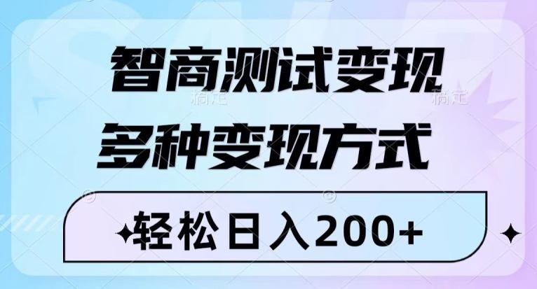 智商测试变现，轻松日入200+，几分钟一个视频，多种变现方式-资源宝库
