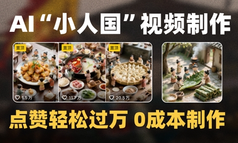 爆款1000W+播放微缩景观迷你小人国AI视频0成本制作全流程教学-资源宝库