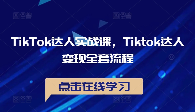 TikTok达人实战课，Tiktok达人变现全套流程-资源宝库