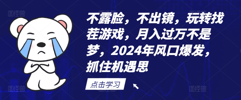 不露脸，不出镜，玩转找茬游戏，月入过万不是梦，2024年风口爆发，抓住机遇【揭秘】-资源宝库