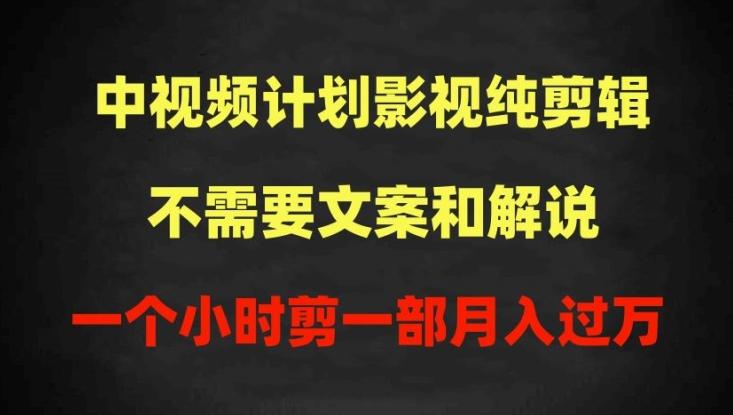 中视频计划影视纯剪辑，不需要文案和解说，一个小时剪一部，100%过原创月入过万【揭秘】-资源宝库