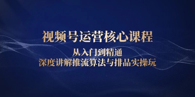 视频号运营核心课程，从入门到精通，深度讲解推流算法与排品实操玩-资源宝库
