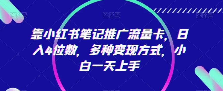 靠小红书笔记推广流量卡，日入4位数，多种变现方式，小白一天上手-资源宝库