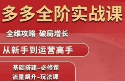拼多多全阶实战课程,全维攻略,破局增长,从新手到运营高手-资源宝库