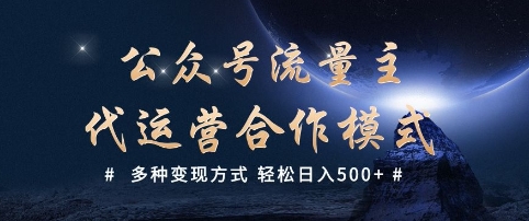 公众号流量主代运营 多种变现方式 轻松日入5张【揭秘】-资源宝库