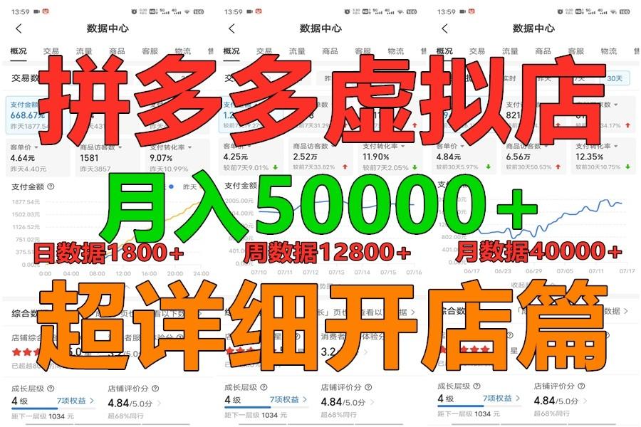 拼多多虚拟电商训练营月入40000+你也行，暴利稳定长久，副业首选-资源宝库
