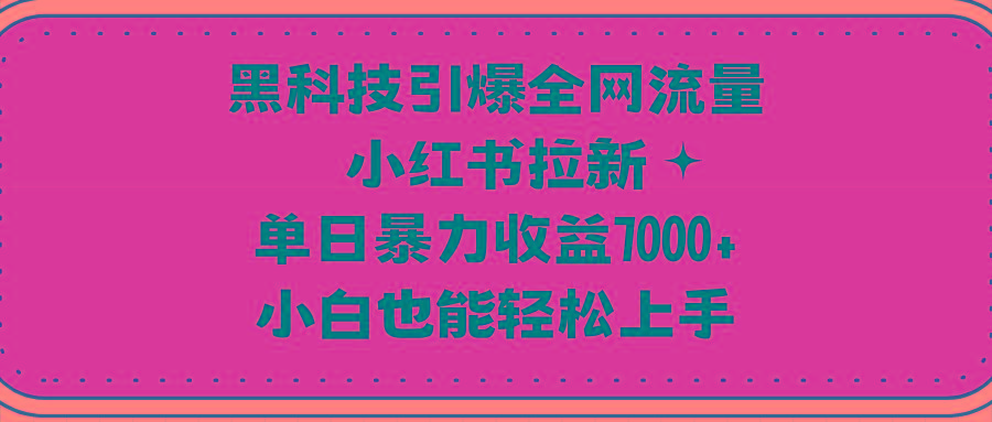(9679期)黑科技引爆全网流量小红书拉新，单日暴力收益7000+，小白也能轻松上手-资源宝库