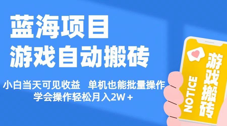 【蓝海项目】游戏自动搬砖 小白当天可见收益 单机也能批量操作 学会操...-资源宝库