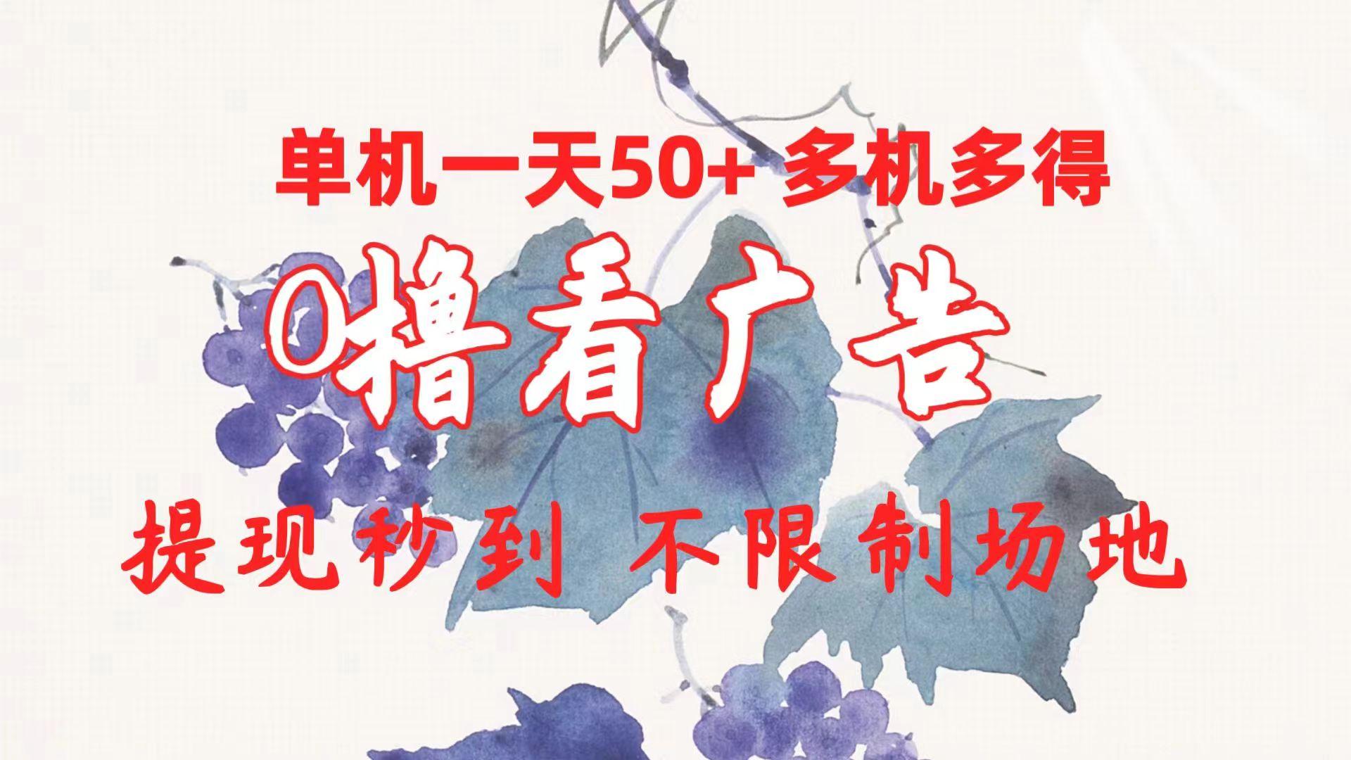 0撸看广告 单机一天50+多机多得 提现秒到 不限制场地操作-资源宝库