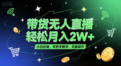 带货无人直播,轻松月入2W+,小白必做,手把手教学,无脑操作(附学习资料)-资源宝库
