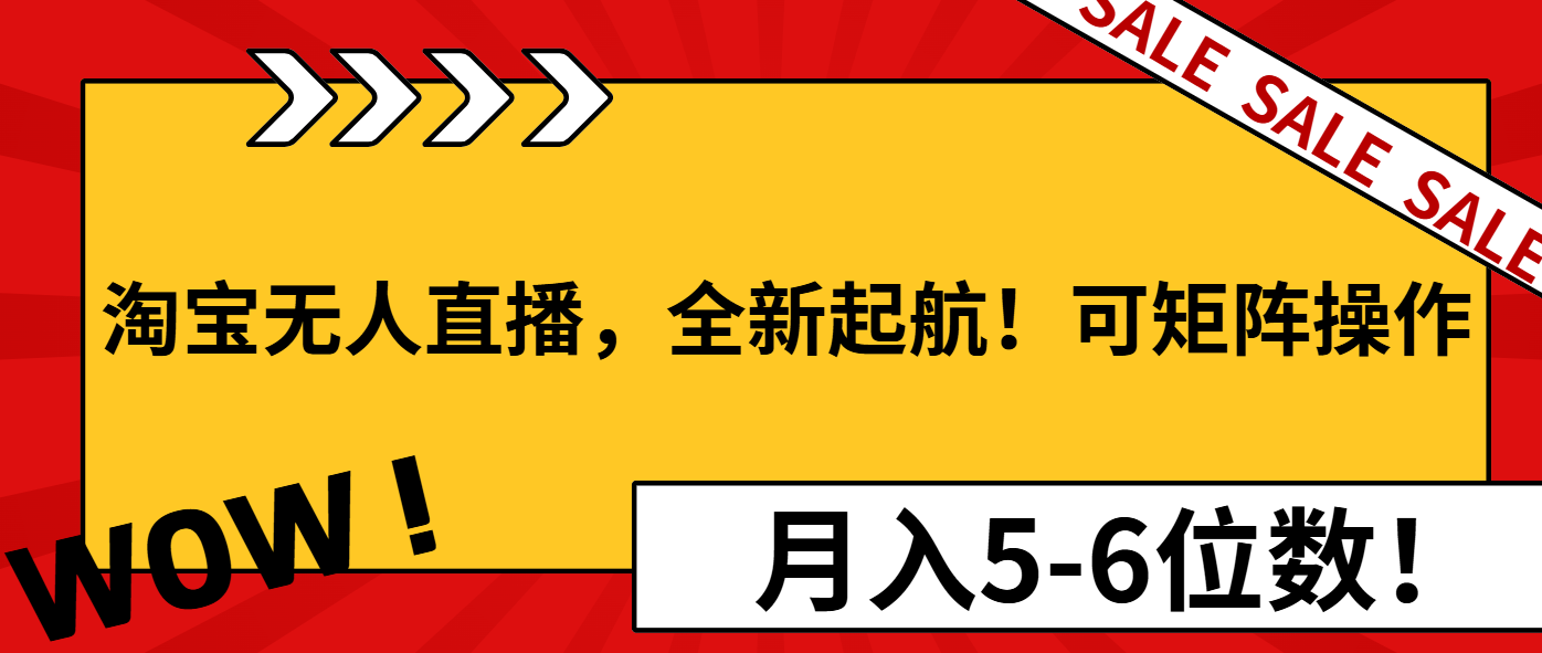 淘宝无人直播，全新起航！可矩阵操作，月入5-6位数！-资源宝库