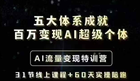 五大体系成就百万变现AI超级个体- AI流量变现特训营，一步一步教你一个人怎么年入百W-资源宝库