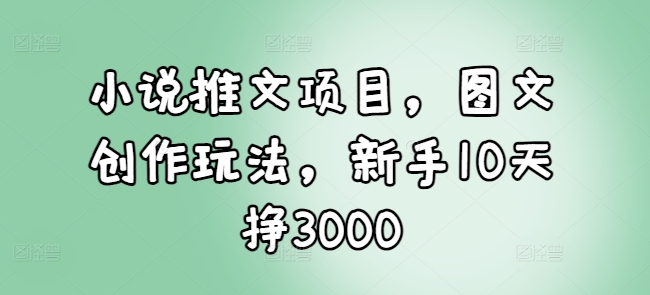 小说推文项目，图文创作玩法，新手10天挣3000-资源宝库