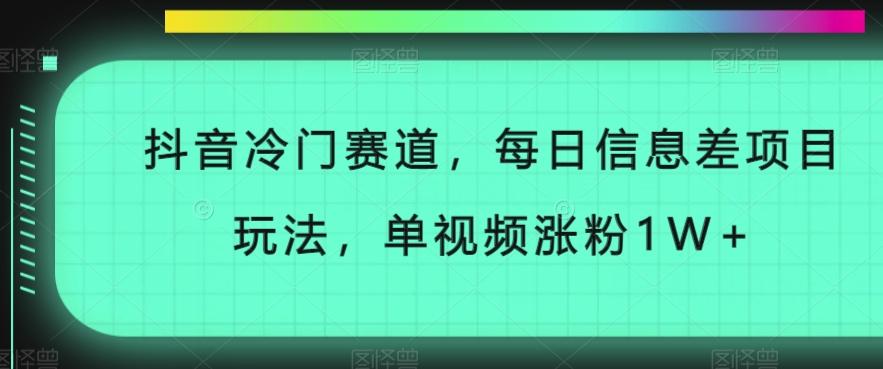 抖音冷门赛道，每日信息差项目玩法，单视频涨粉1W+-资源宝库