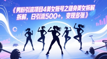 男粉引流项目4美女账号之健身美女拆解，日引流500+，变现多张-资源宝库