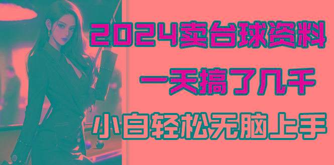 2024卖台球资料，一天搞了几千，小白轻松无脑上手-资源宝库