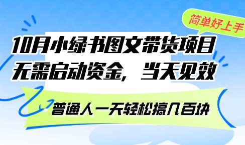 10月份小绿书图文带货项目 无需启动资金 当天见效 普通人一天轻松搞几百块-资源宝库