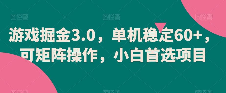 游戏掘金3.0，单机稳定60+，可矩阵操作，小白首选项目【揭秘】-资源宝库