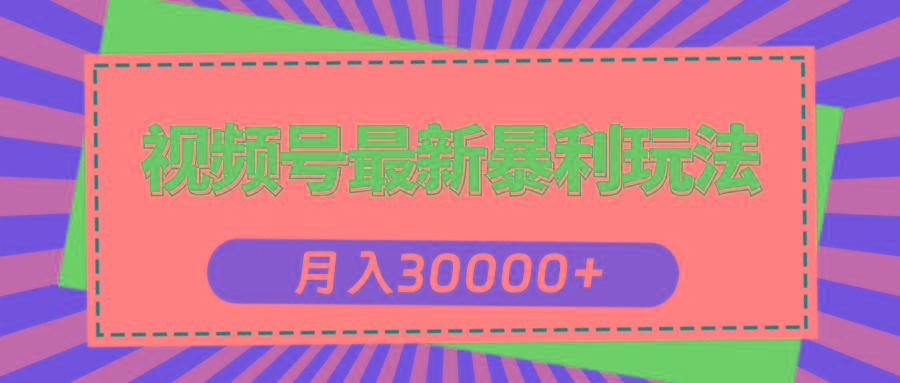 视频号最新暴利玩法，轻松月入30000+-资源宝库