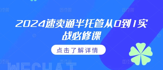 2024速卖通半托管从0到1实战必修课，掌握通投广告打法、熟悉速卖通半托管的政策细节-资源宝库