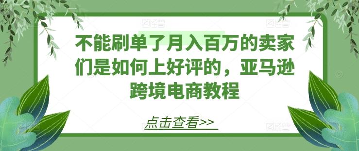 不能刷单了月入百万的卖家们是如何上好评的，亚马逊跨境电商教程-资源宝库