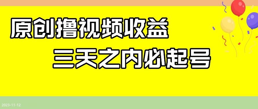 最新撸视频收益，三天之内必起号，一天保底100+【揭秘】-资源宝库