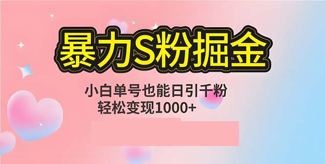 单人单机日引千粉，变现1000+，S粉流量掘金计划攻略-资源宝库