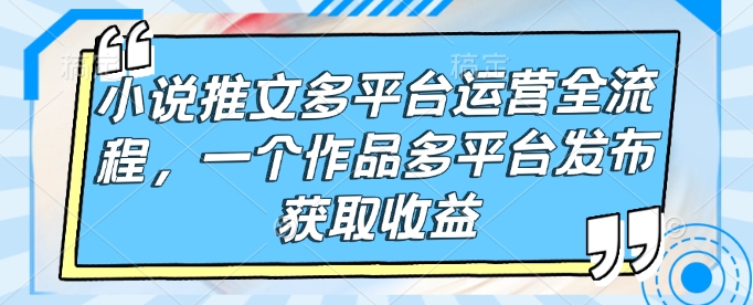 小说推文多平台运营全流程，一个作品多平台发布获取收益-资源宝库