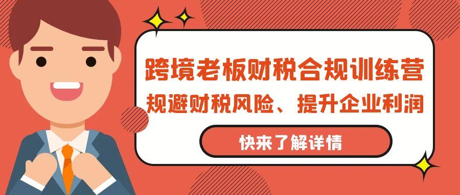 (9838期)跨境老板-财税合规训练营，规避财税风险、提升企业利润-资源宝库