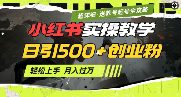 2月小红书最新日引500+创业粉实操教学【超详细】小白轻松上手,月入1W+,附小红书养号起号SOP-资源宝库