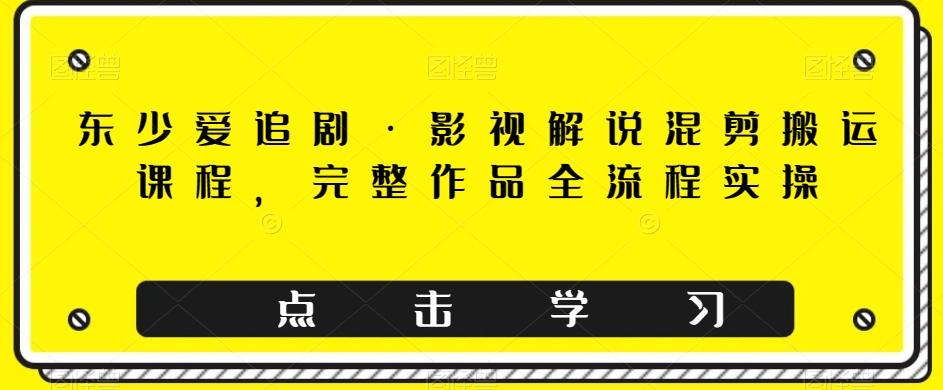 东少爱追剧·影视解说混剪搬运课程，完整作品全流程实操-资源宝库
