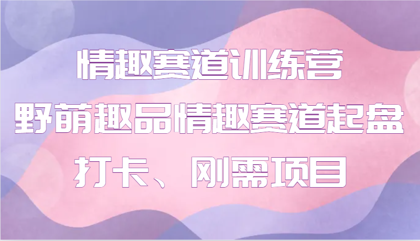 情趣赛道训练营 野萌趣品情趣赛道起盘打卡、刚需项目-资源宝库