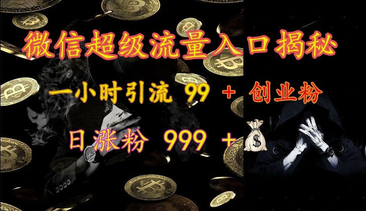 微信超级流量入口揭秘：一小时引流 99 + 创业粉，日涨粉 999 +-资源宝库