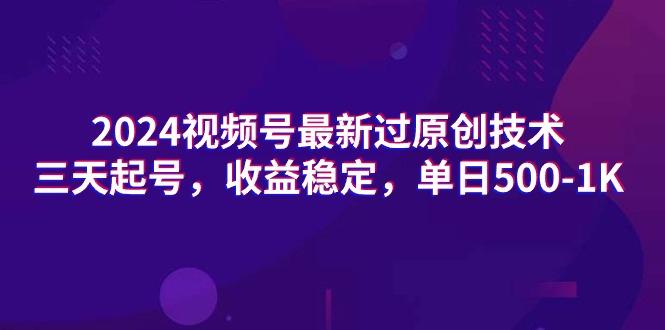 (9505期)2024视频号最新过原创技术，三天起号，收益稳定，单日500-1K-资源宝库