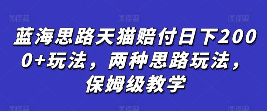蓝海思路天猫赔付日下2000+玩法，两种思路玩法，保姆级教学【仅揭秘】-资源宝库