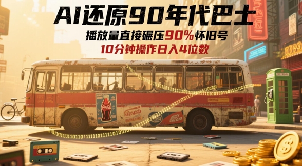 AI还原90年代巴士,一帧就让70后泪崩,播放量直接碾压90%怀旧号,每天操作十分钟,日入四位数-资源宝库