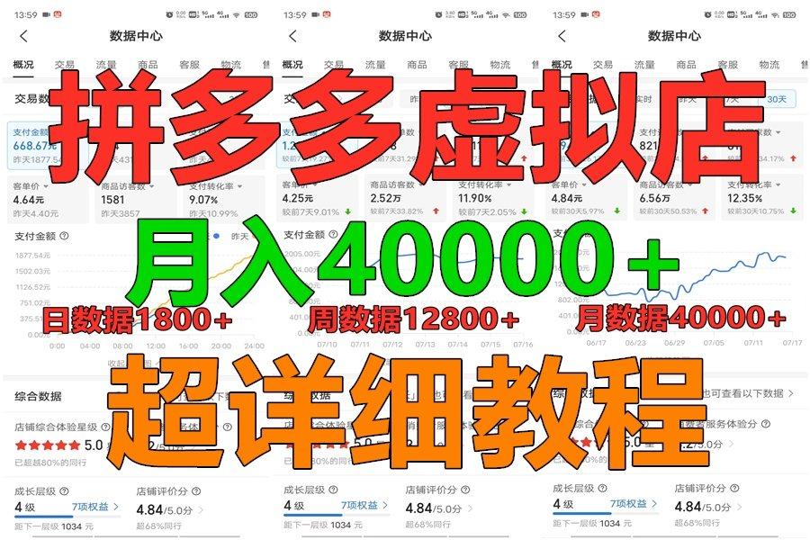 拼多多虚拟电商训练营月入40000+，全网最详细，你做你也行，暴利稳定长久-资源宝库