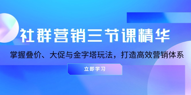 社群营销三节课精华：掌握叠价、大促与金字塔玩法，打造高效营销体系-资源宝库