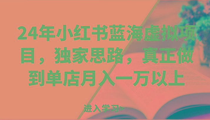 24年小红书蓝海虚拟项目，独家思路，真正做到单店月入一万以上。-资源宝库