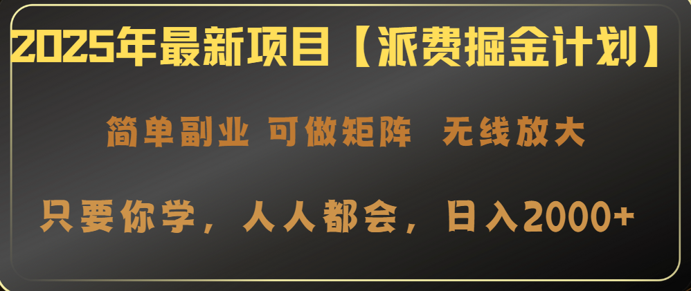 2025年最新项目【派费掘金计划】操作简单，日入2000+-资源宝库