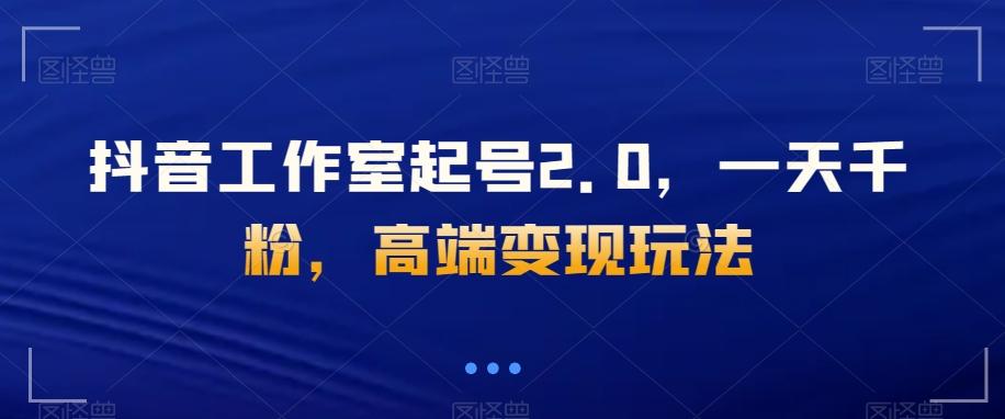 抖音工作室起号2.0，一天千粉，高端变现玩法【揭秘】-资源宝库