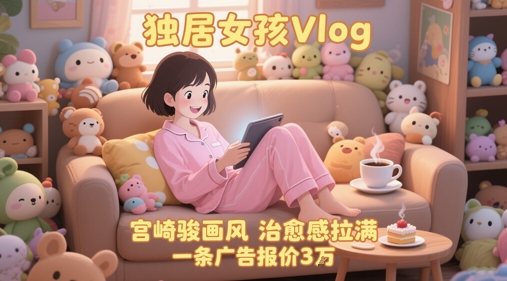 单个账号涨粉71W！用AI制作独居女孩Vlog，宫崎骏画风，治愈感拉满，一条广告报价3W-资源宝库