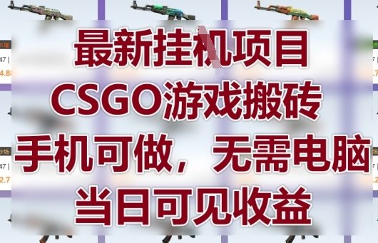 最新挂G项目，CSGO游戏搬砖，手机可做，无需电脑，当日见收益【揭秘】-资源宝库