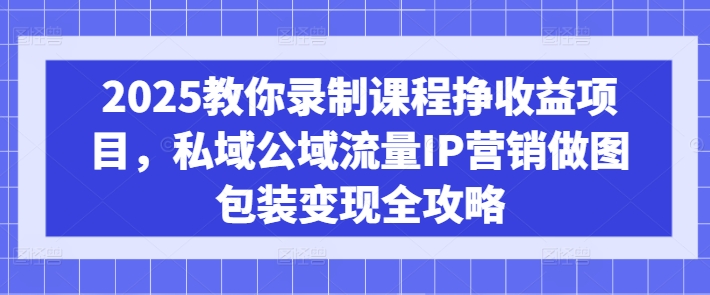 2025教你录制课程挣收益项目，私域公域流量IP营销做图包装变现全攻略-资源宝库
