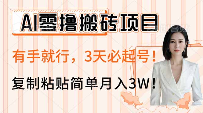 AI零撸搬砖项目玩法，有手就行，3天必起号，复制粘贴简单月入3W！-资源宝库