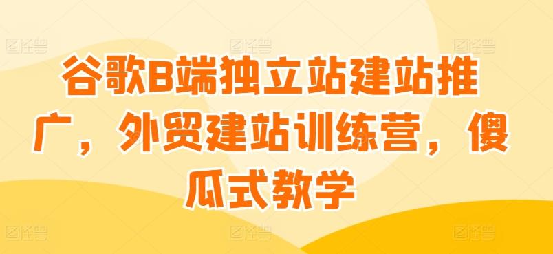 谷歌B端独立站建站推广，外贸建站训练营，傻瓜式教学-资源宝库