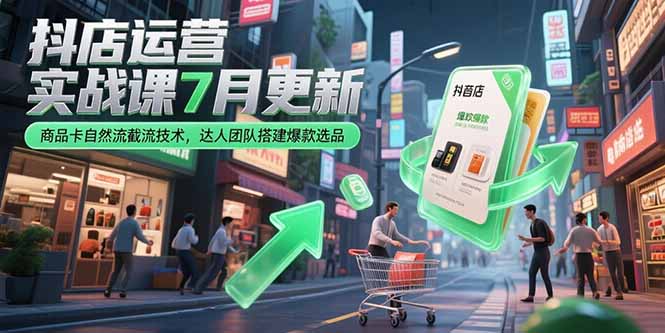 抖店运营实战课7月更新,商品卡自然流截流技术,达人团队搭建爆款选品-资源宝库